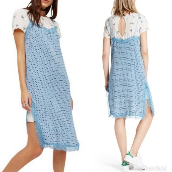 Free People | Dresses | Free People Margot Lace Polka Dot Slip Dress Size 2  | Poshmark